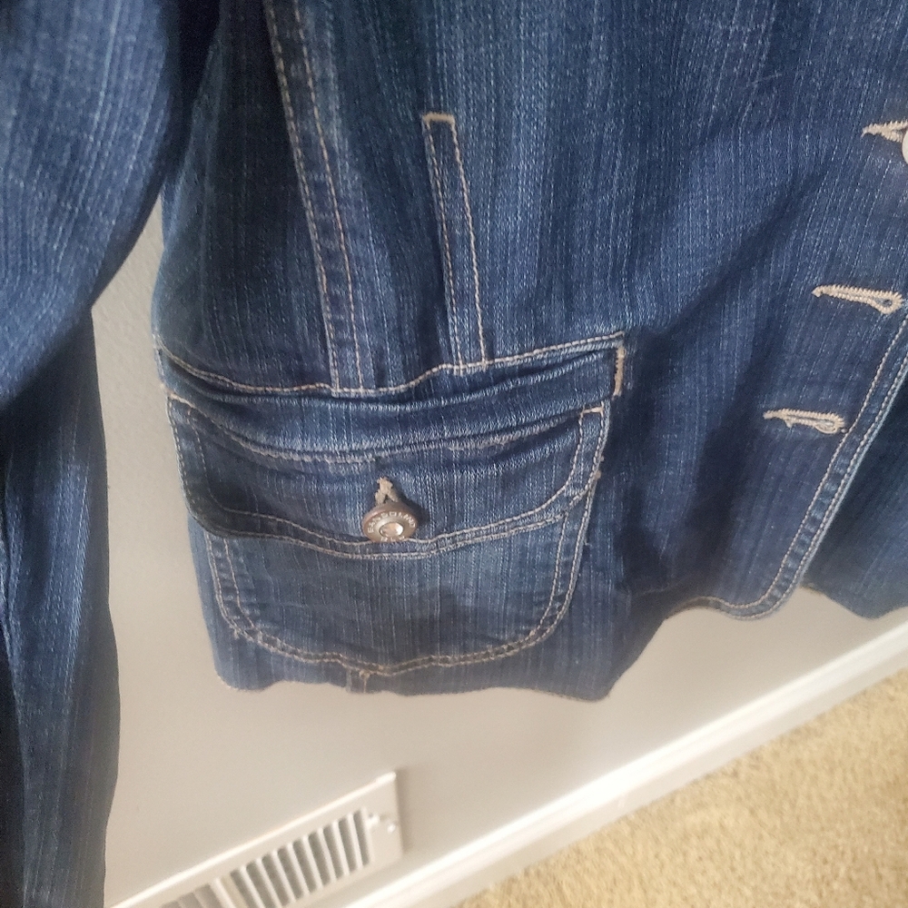 Bandolino Tailored Jean Jacket, Cuffed Sleeves, Size Large - Picture 3 of 8